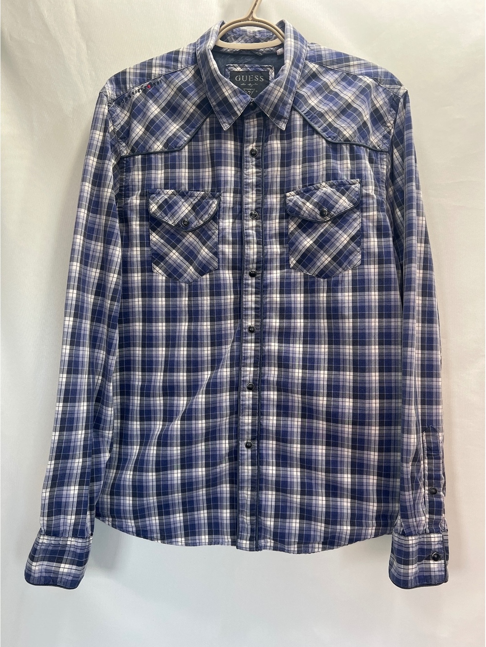 Guess Long Sleeve Button Up Shirt Pearl Snaps Men's Large